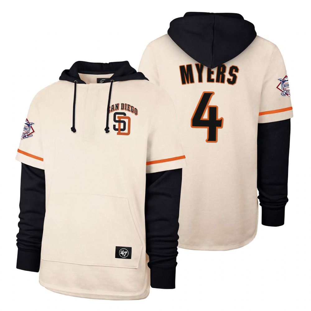 Men San Diego Padres #4 Myers Cream 2021 Pullover Hoodie MLB Jersey